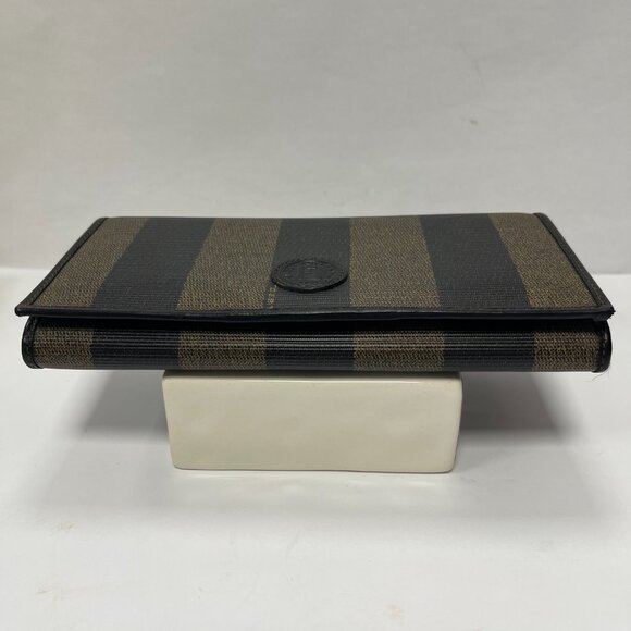 Fendi Vintage Pequin Striped Flap Wallet - Pecan - Preowned - Picture 7 of 14